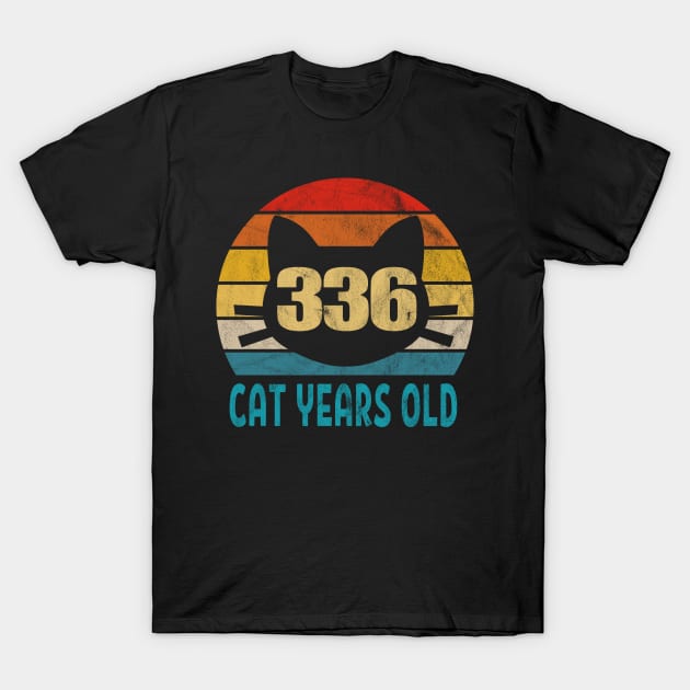 336 Cat Years Old Retro Style 80th Birthday Gift Cat Lovers T-Shirt by Blink_Imprints10